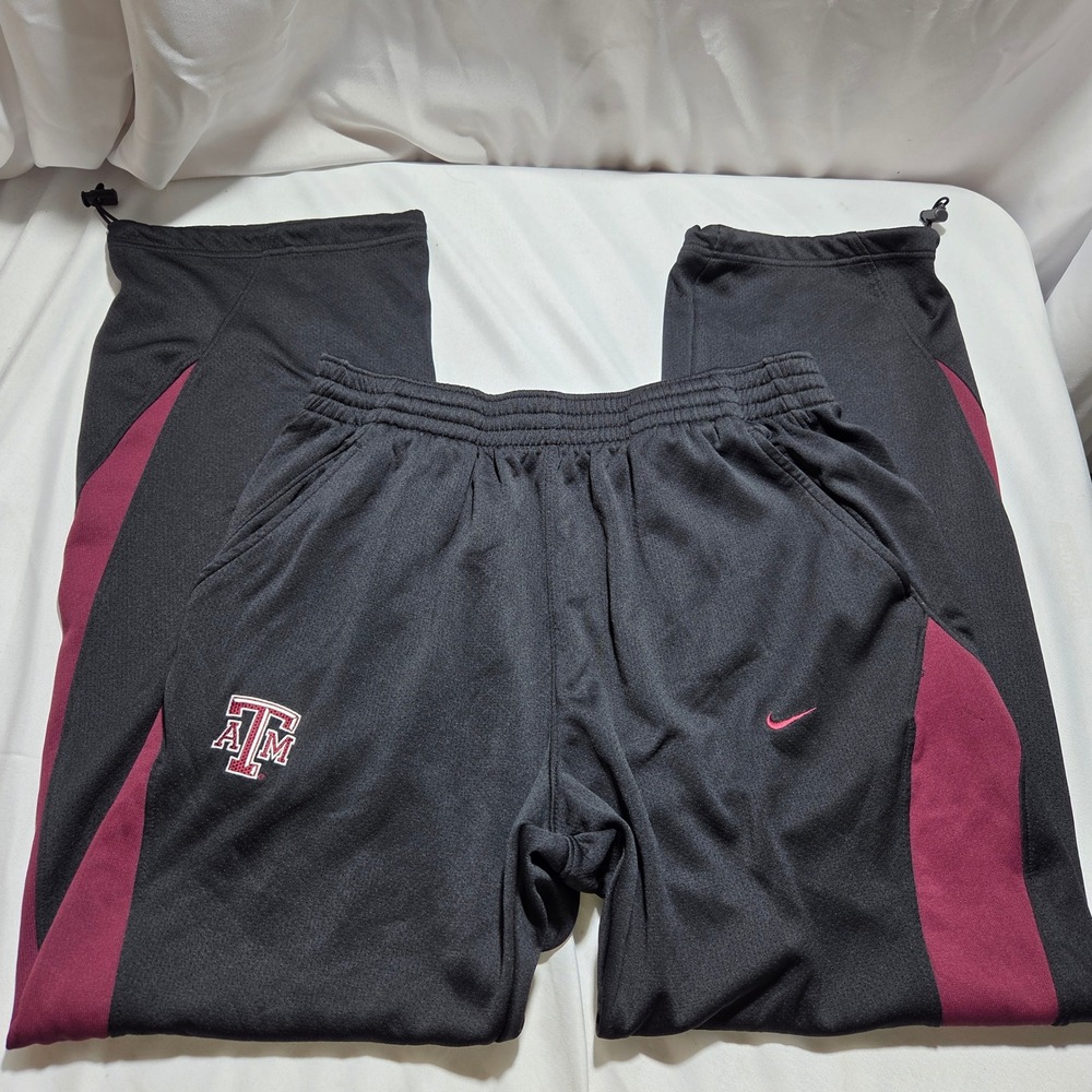 Nike Team Texas A&M Aggies Track Pants Mens XXL Black Maroon Fit Dry Bungee Hem